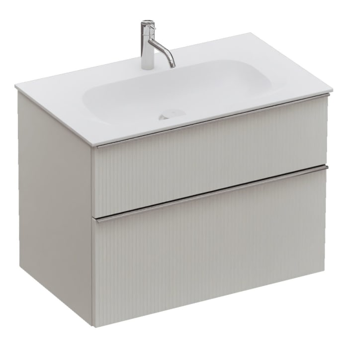 burgbad Fiumo 2.0 Mineralguss-Waschtisch mit Waschtischunterschrank 82 cm, mit Griff G0146