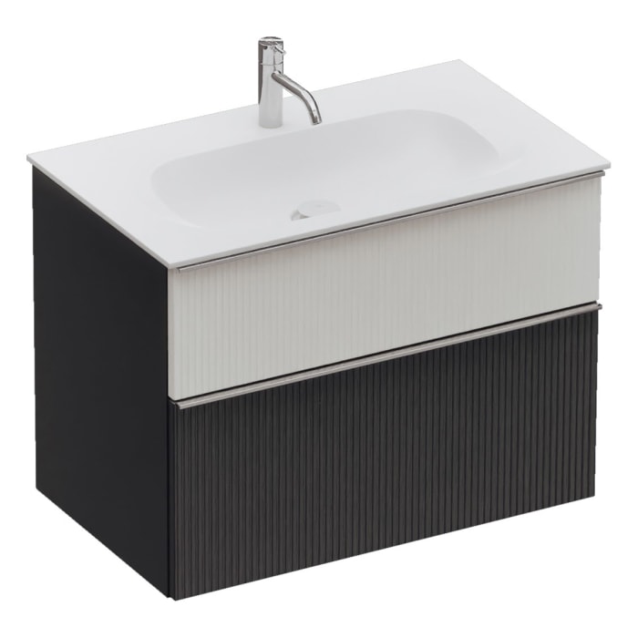 burgbad Fiumo 2.0 Mineralguss-Waschtisch mit Waschtischunterschrank 82 cm, mit Griff G0146