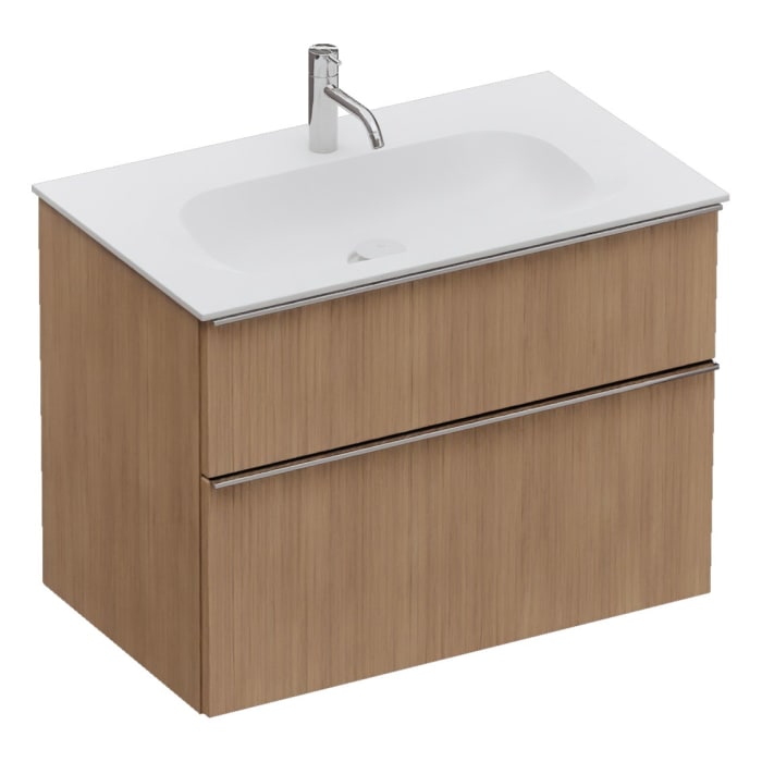 burgbad Fiumo 2.0 Mineralguss-Waschtisch mit Waschtischunterschrank 82 cm, mit Griff G0146