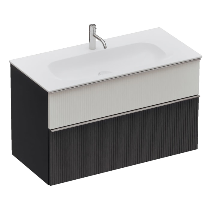 burgbad Fiumo 2.0 Mineralguss-Waschtisch mit Waschtischunterschrank 102 cm, mit Griff G0146