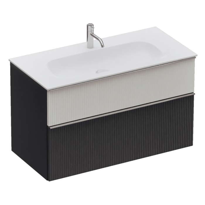 burgbad Fiumo 2.0 Mineralguss-Waschtisch mit Waschtischunterschrank 102 cm, mit Griff G0146