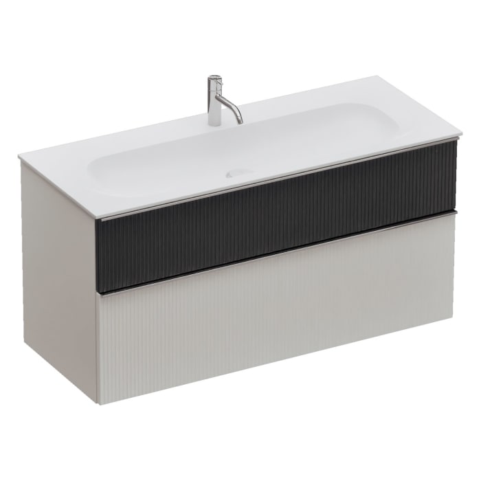 burgbad Fiumo 2.0 Mineralguss-Waschtisch mit Waschtischunterschrank 122 cm, mit Griff G0146