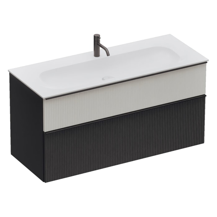 burgbad Fiumo 2.0 Mineralguss-Waschtisch mit Waschtischunterschrank 122 cm, mit Griff G0200