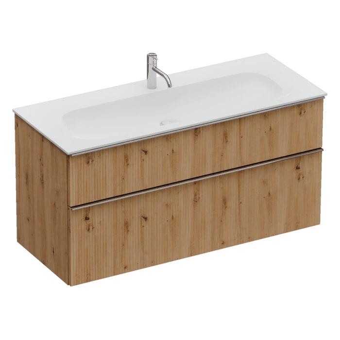 burgbad Fiumo 2.0 Mineralguss-Waschtisch mit Waschtischunterschrank 122 cm, mit Griff G0146