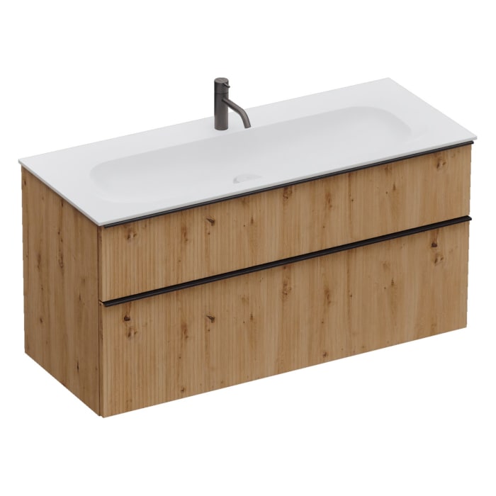 burgbad Fiumo 2.0 Mineralguss-Waschtisch mit Waschtischunterschrank 122 cm, mit Griff G0200