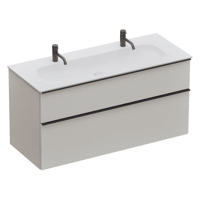 burgbad Fiumo 2.0 Mineralguss-Waschtisch mit Waschtischunterschrank 122 cm, mit Griff G0200