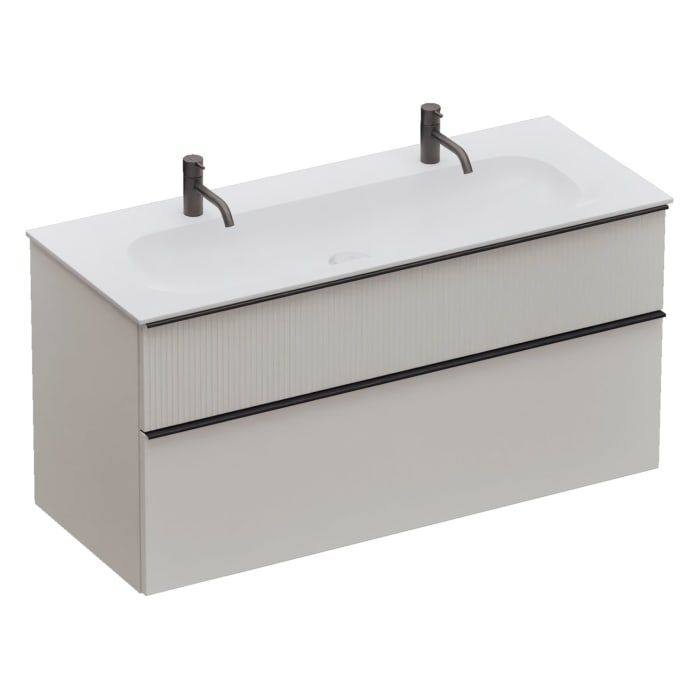 burgbad Fiumo 2.0 Mineralguss-Waschtisch mit Waschtischunterschrank 122 cm, mit Griff G0200