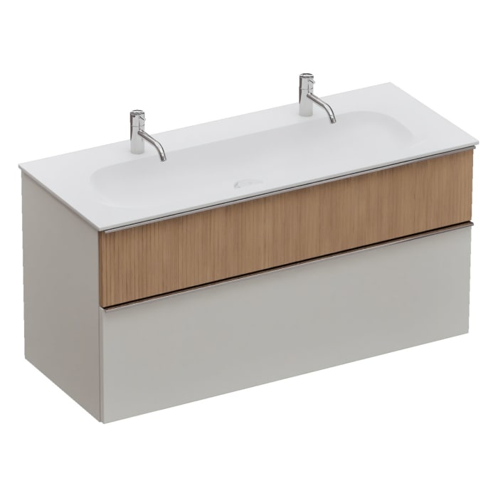 burgbad Fiumo 2.0 Mineralguss-Waschtisch mit Waschtischunterschrank 122 cm, mit Griff G0146