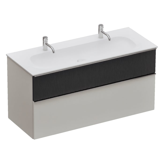 burgbad Fiumo 2.0 Mineralguss-Waschtisch mit Waschtischunterschrank 122 cm, mit Griff G0146