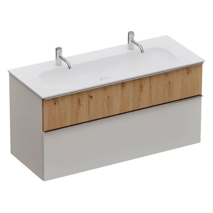 burgbad Fiumo 2.0 Mineralguss-Waschtisch mit Waschtischunterschrank 122 cm, mit Griff G0146