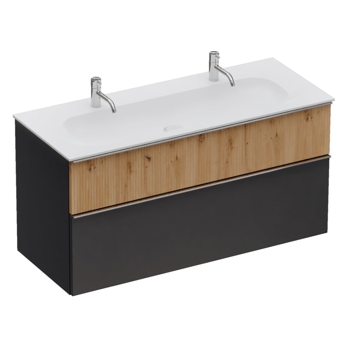 burgbad Fiumo 2.0 Mineralguss-Waschtisch mit Waschtischunterschrank 122 cm, mit Griff G0146