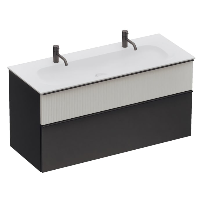 burgbad Fiumo 2.0 Mineralguss-Waschtisch mit Waschtischunterschrank 122 cm, mit Griff G0200