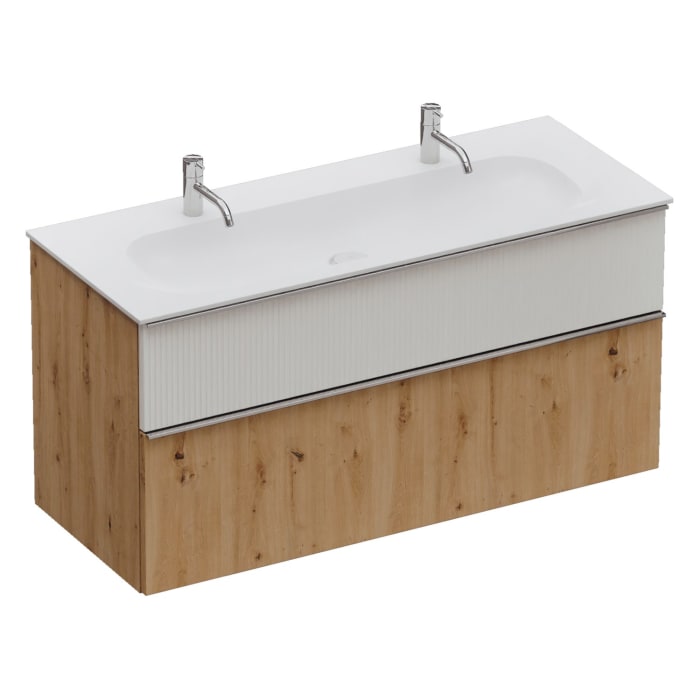 burgbad Fiumo 2.0 Mineralguss-Waschtisch mit Waschtischunterschrank 122 cm, mit Griff G0146