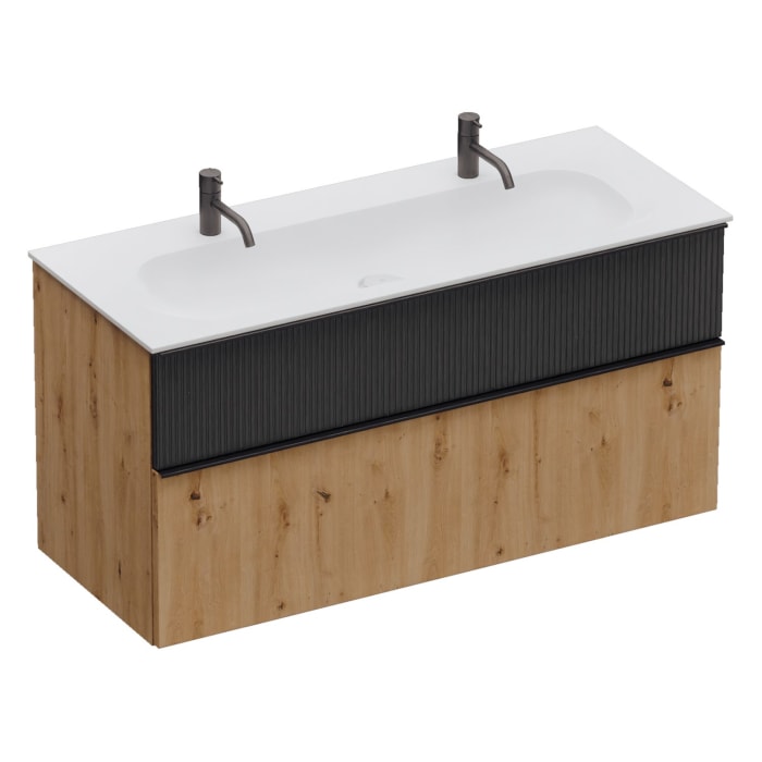 burgbad Fiumo 2.0 Mineralguss-Waschtisch mit Waschtischunterschrank 122 cm, mit Griff G0200