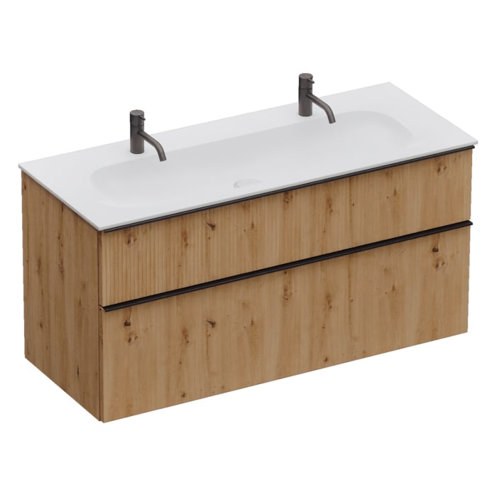 burgbad Fiumo 2.0 Mineralguss-Waschtisch mit Waschtischunterschrank 122 cm, mit Griff G0200