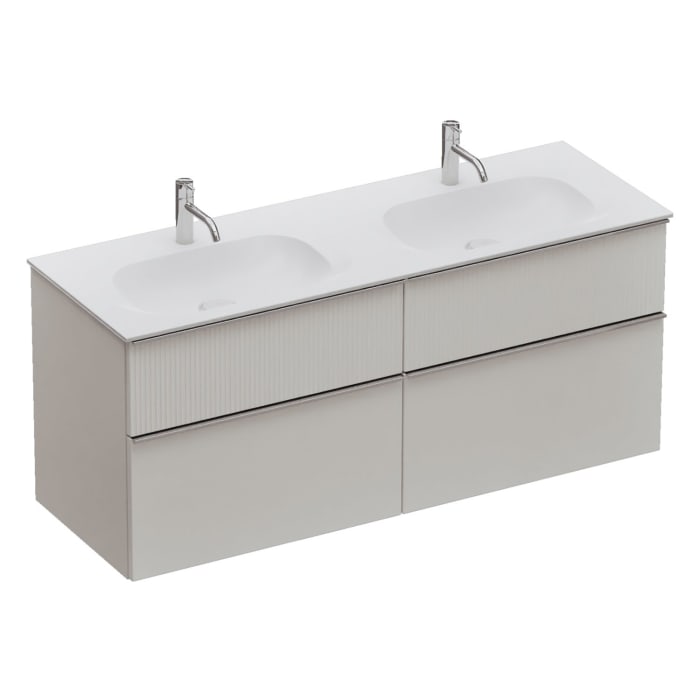 burgbad Fiumo 2.0 Mineralguss-Waschtisch mit Waschtischunterschrank 142 cm, mit Griff G0146