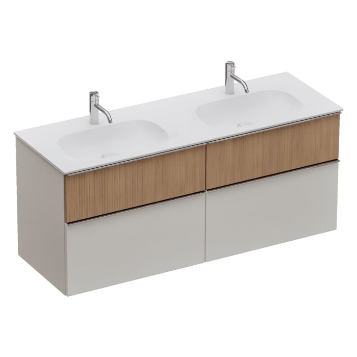 burgbad Fiumo 2.0 Mineralguss-Waschtisch mit Waschtischunterschrank 142 cm, mit Griff G0146