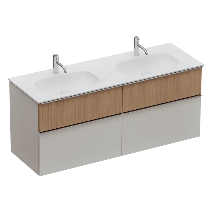 burgbad Fiumo 2.0 Mineralguss-Waschtisch mit Waschtischunterschrank 142 cm, mit Griff G0146