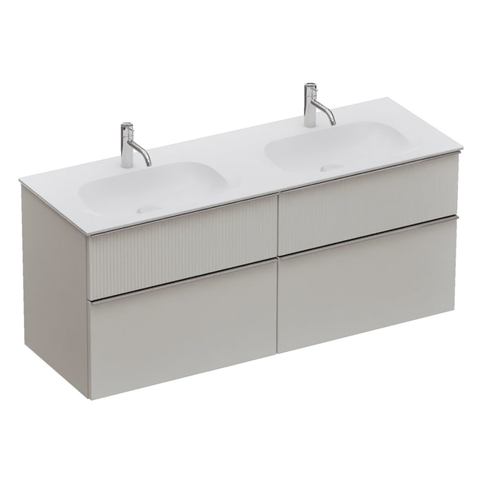 burgbad Fiumo 2.0 Mineralguss-Waschtisch mit Waschtischunterschrank 142 cm, mit Griff G0146