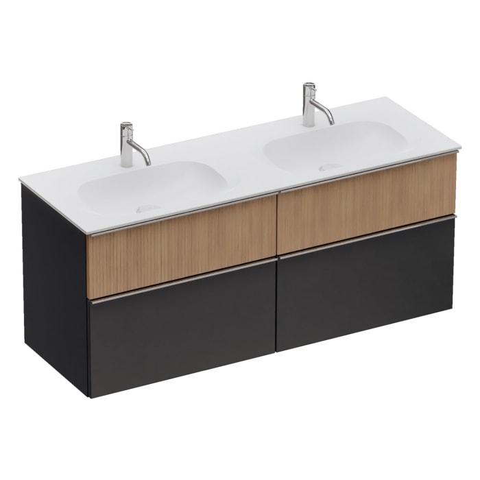 burgbad Fiumo 2.0 Mineralguss-Waschtisch mit Waschtischunterschrank 142 cm, mit Griff G0146