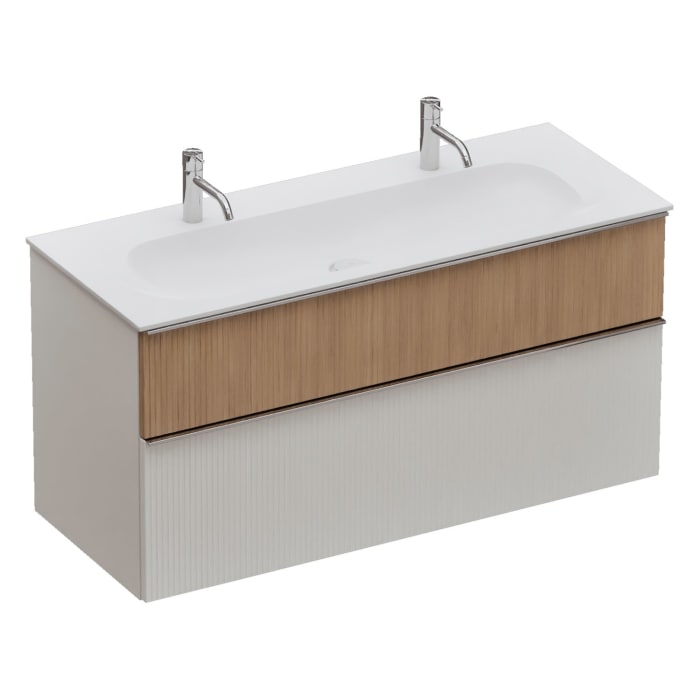 burgbad Fiumo 2.0 Mineralguss-Waschtisch mit Waschtischunterschrank 122 cm, mit Griff G0146