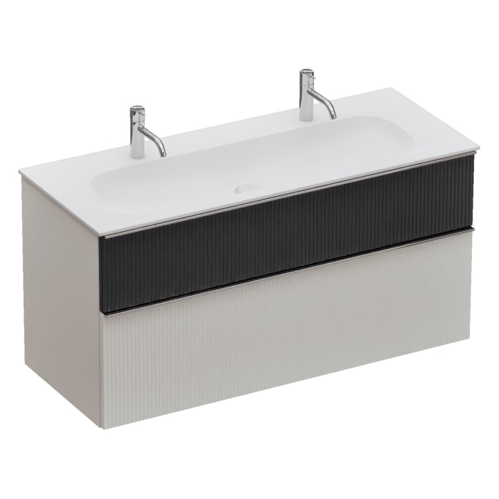 burgbad Fiumo 2.0 Mineralguss-Waschtisch mit Waschtischunterschrank 122 cm, mit Griff G0146