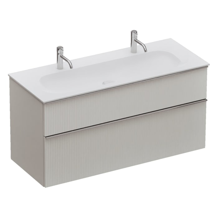 burgbad Fiumo 2.0 Mineralguss-Waschtisch mit Waschtischunterschrank 122 cm, mit Griff G0146