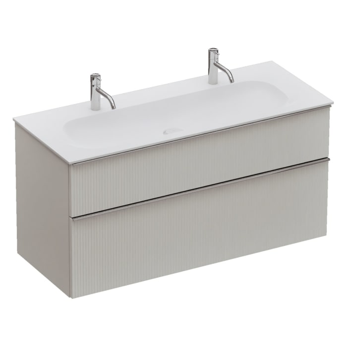 burgbad Fiumo 2.0 Mineralguss-Waschtisch mit Waschtischunterschrank 122 cm, mit Griff G0146