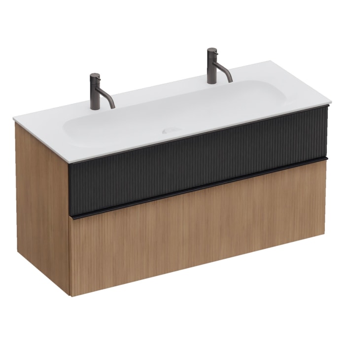 burgbad Fiumo 2.0 Mineralguss-Waschtisch mit Waschtischunterschrank 122 cm, mit Griff G0200