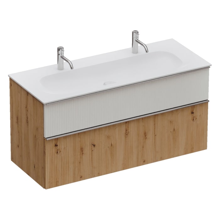 burgbad Fiumo 2.0 Mineralguss-Waschtisch mit Waschtischunterschrank 122 cm, mit Griff G0146