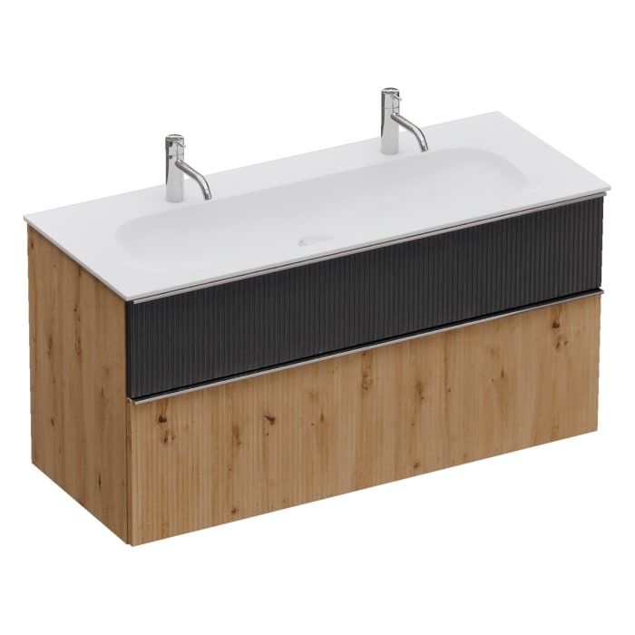 burgbad Fiumo 2.0 Mineralguss-Waschtisch mit Waschtischunterschrank 122 cm, mit Griff G0146