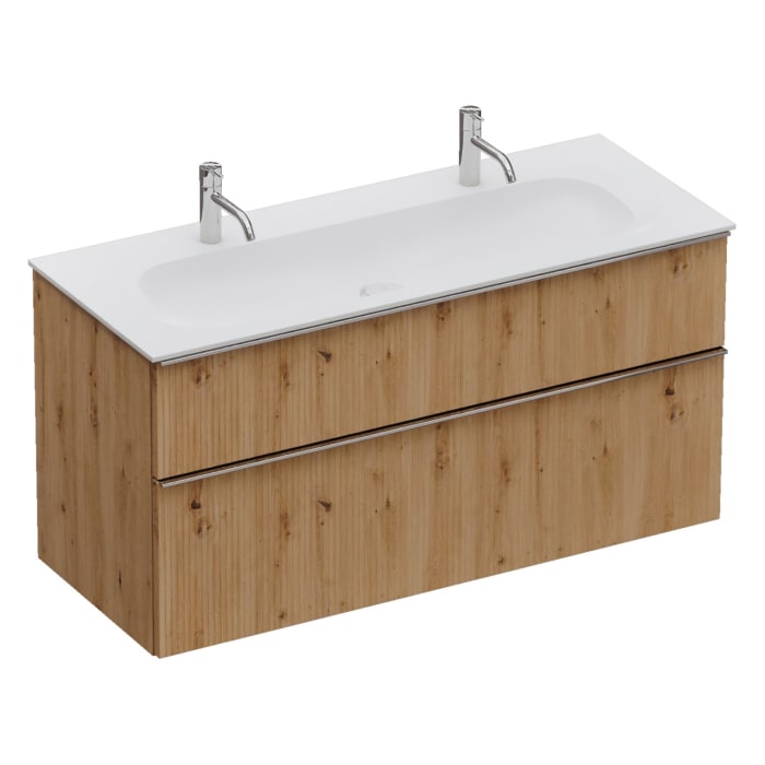 burgbad Fiumo 2.0 Mineralguss-Waschtisch mit Waschtischunterschrank 122 cm, mit Griff G0146