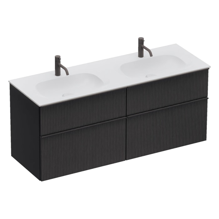 burgbad Fiumo 2.0 Mineralguss-Waschtisch mit Waschtischunterschrank 142 cm, mit Griff G0200