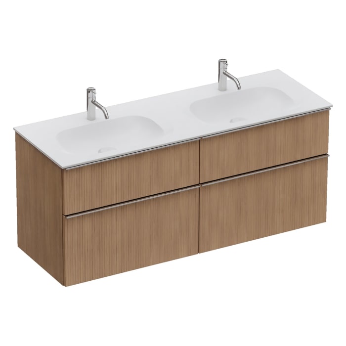 burgbad Fiumo 2.0 Mineralguss-Waschtisch mit Waschtischunterschrank 142 cm, mit Griff G0146