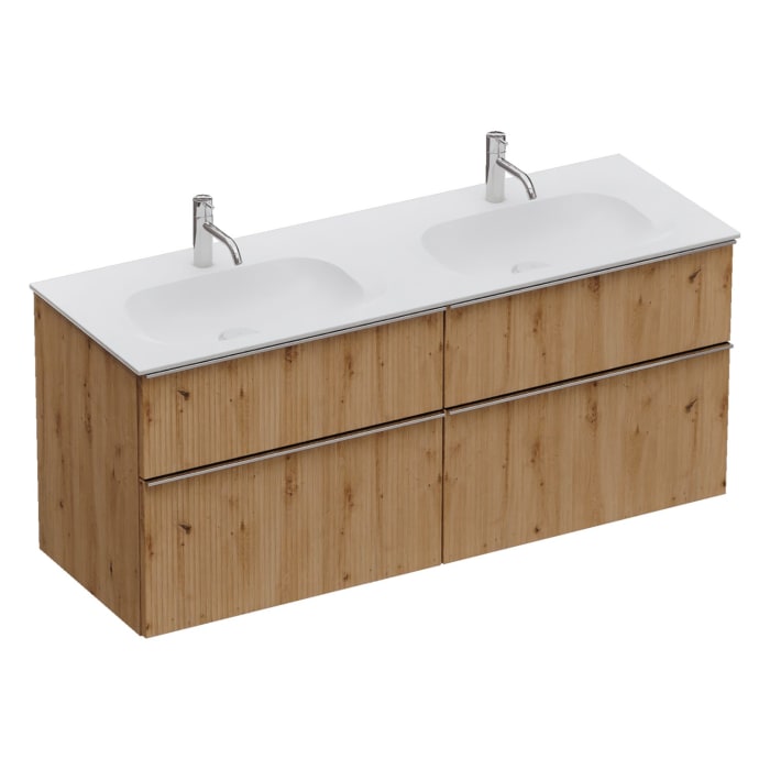 burgbad Fiumo 2.0 Mineralguss-Waschtisch mit Waschtischunterschrank 142 cm, mit Griff G0146