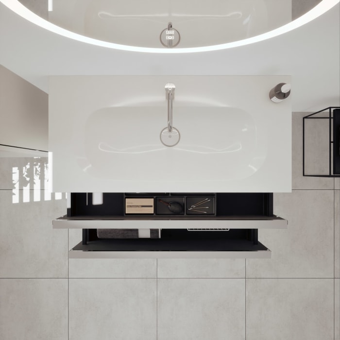 burgbad Fiumo 2.0 Mineralguss-Waschtisch mit Waschtischunterschrank 102 cm, mit Griff G0146