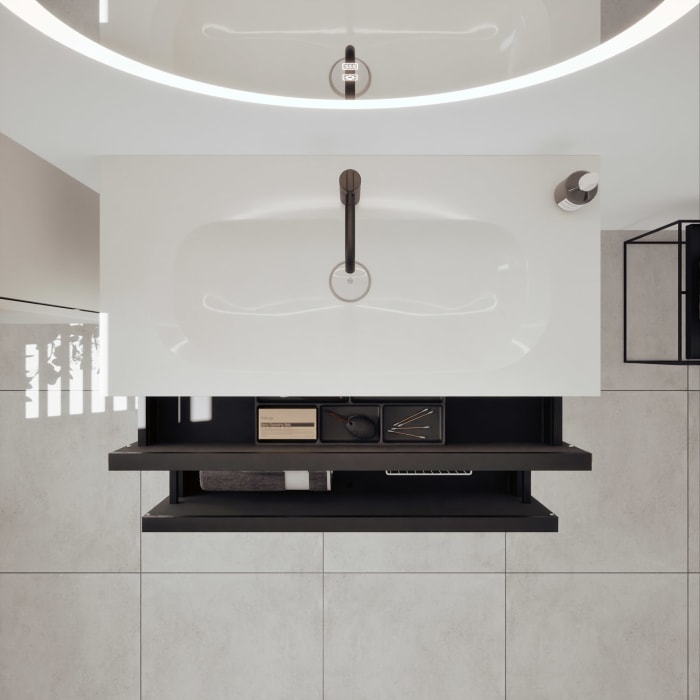 burgbad Fiumo 2.0 Mineralguss-Waschtisch mit Waschtischunterschrank 102 cm, mit Griff G0200