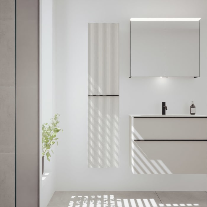 burgbad Fiumo 2.0 Mineralguss-Waschtisch mit Waschtischunterschrank 82 cm, mit Griff G0200