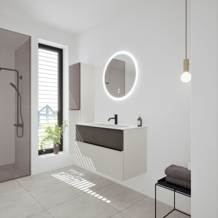 burgbad Fiumo 2.0 Mineralguss-Waschtisch mit Waschtischunterschrank 102 cm, mit Griff G0200