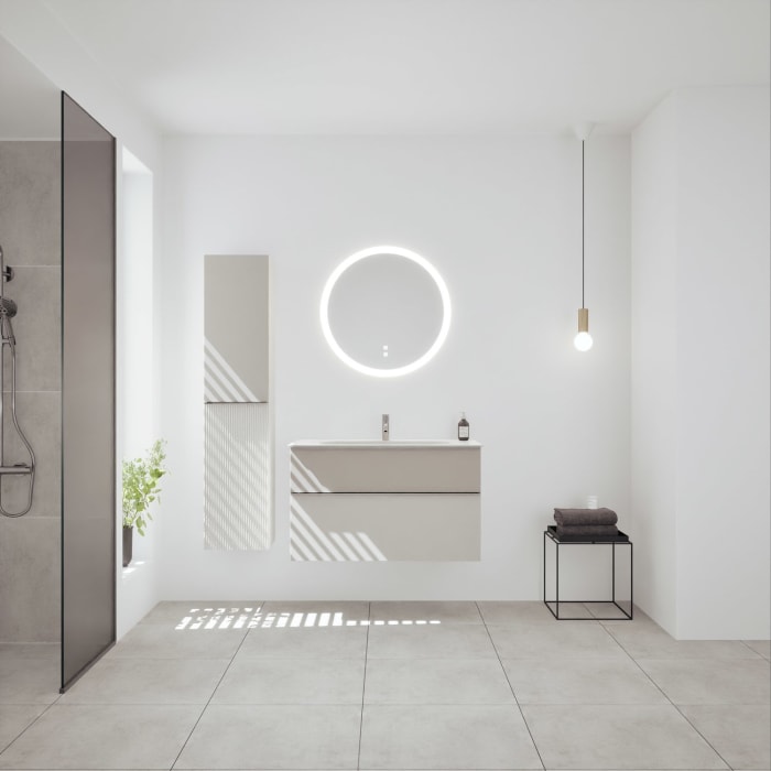 burgbad Fiumo 2.0 Mineralguss-Waschtisch mit Waschtischunterschrank 102 cm, mit Griff G0146