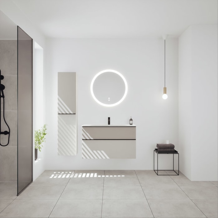 burgbad Fiumo 2.0 Mineralguss-Waschtisch mit Waschtischunterschrank 102 cm, mit Griff G0200