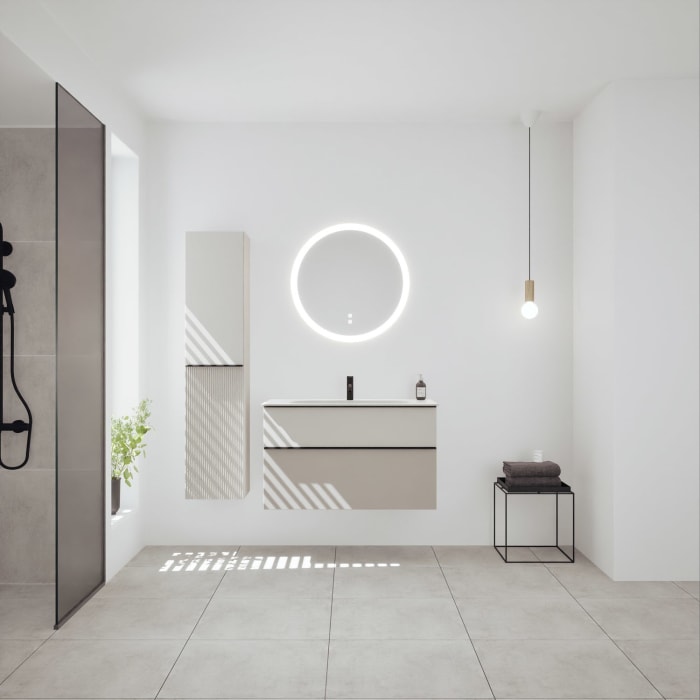 burgbad Fiumo 2.0 Mineralguss-Waschtisch mit Waschtischunterschrank 102 cm, mit Griff G0200