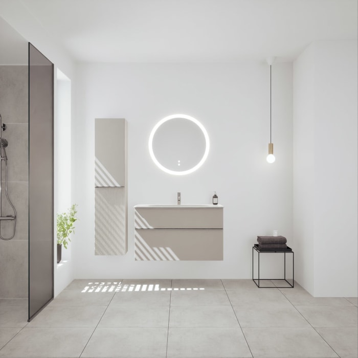 burgbad Fiumo 2.0 Mineralguss-Waschtisch mit Waschtischunterschrank 102 cm, mit Griff G0146