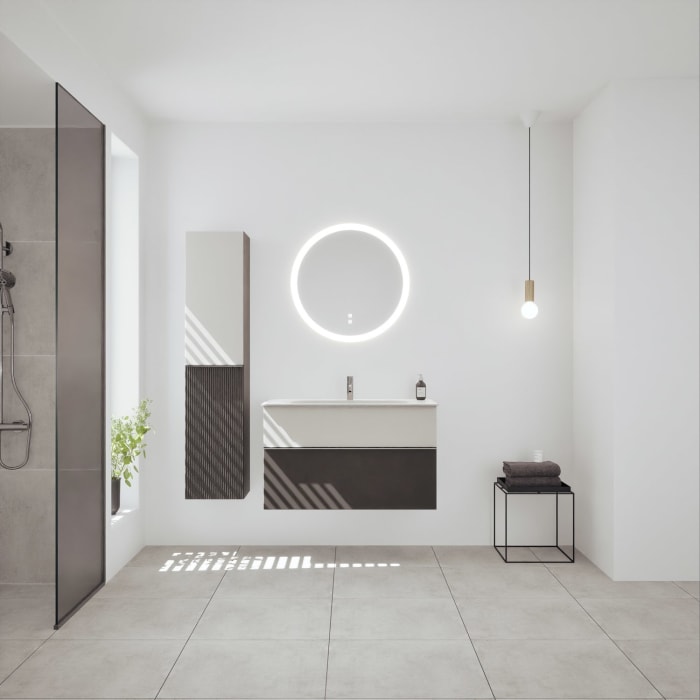 burgbad Fiumo 2.0 Mineralguss-Waschtisch mit Waschtischunterschrank 102 cm, mit Griff G0146