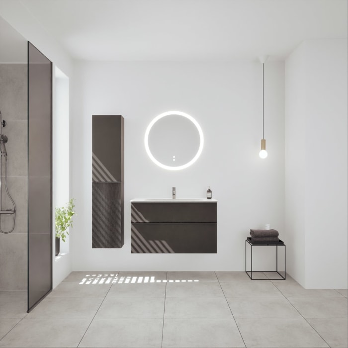 burgbad Fiumo 2.0 Mineralguss-Waschtisch mit Waschtischunterschrank 102 cm, mit Griff G0146