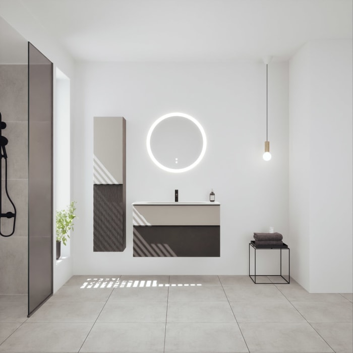 burgbad Fiumo 2.0 Mineralguss-Waschtisch mit Waschtischunterschrank 102 cm, mit Griff G0200