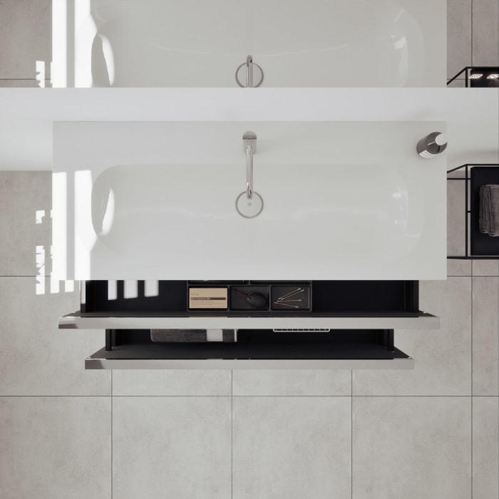 burgbad Fiumo 2.0 Mineralguss-Waschtisch mit Waschtischunterschrank 122 cm, mit Griff G0146