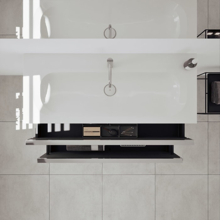 burgbad Fiumo 2.0 Mineralguss-Waschtisch mit Waschtischunterschrank 122 cm, mit Griff G0146