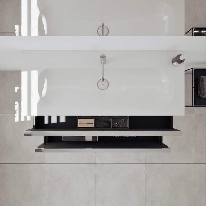 burgbad Fiumo 2.0 Mineralguss-Waschtisch mit Waschtischunterschrank 122 cm, mit Griff G0146