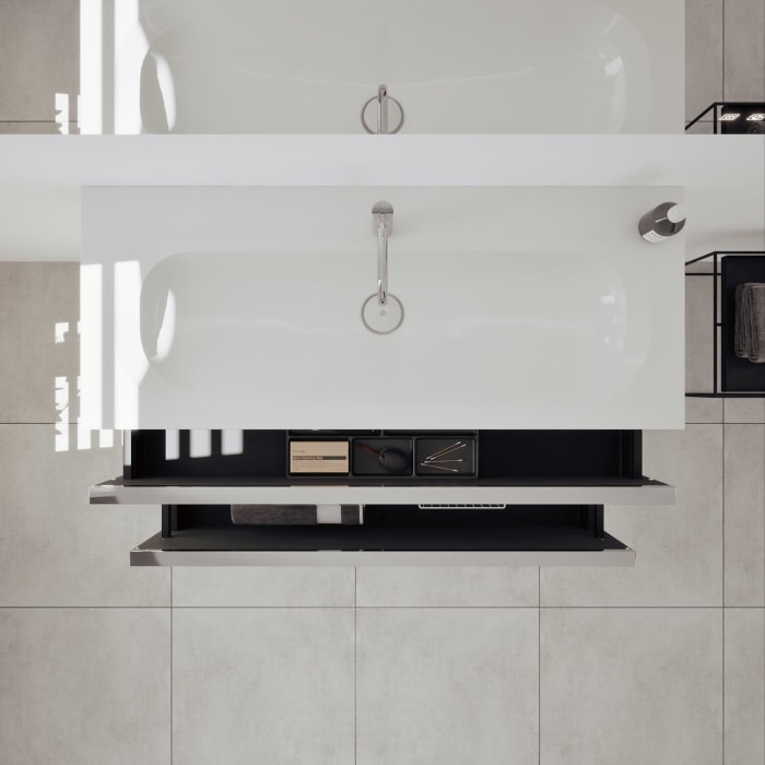 burgbad Fiumo 2.0 Mineralguss-Waschtisch mit Waschtischunterschrank 122 cm, mit Griff G0146